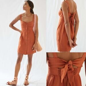 NWT Maeve Brown Twist Front Mini Dress Linen Viscose, Sz XL